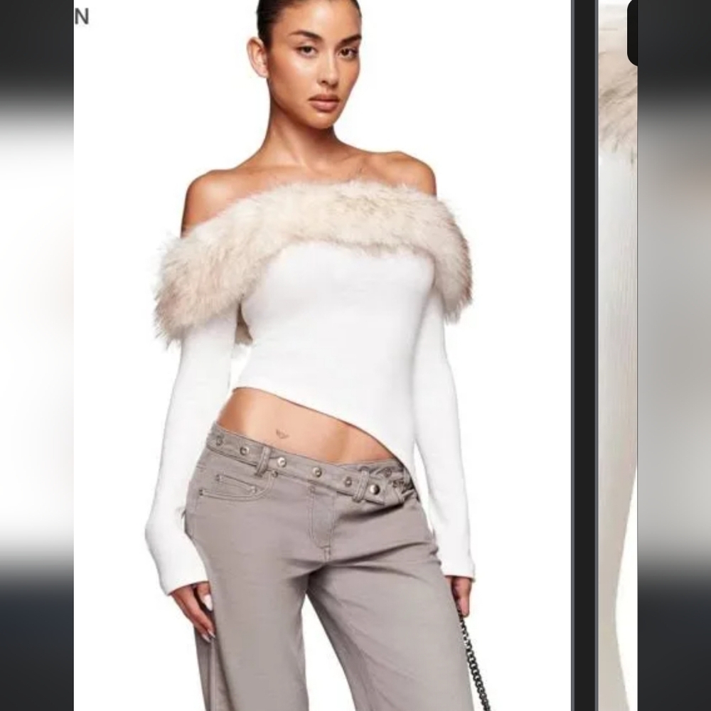 I am gia cecily top cream/beigh fur top brand new! size small/medium